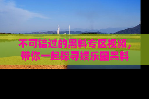 不可错过的黑料专区视频，带你一起探寻娱乐圈黑料