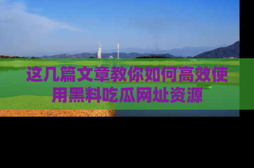 这几篇文章教你如何高效使用黑料吃瓜网址资源